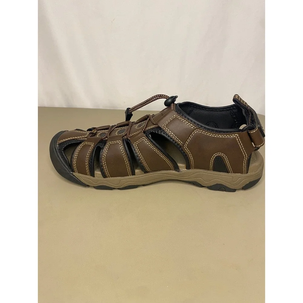 Eddie Bauer Meridian Mens Brown Fisherman Sandals Bungee Closure Size 9M